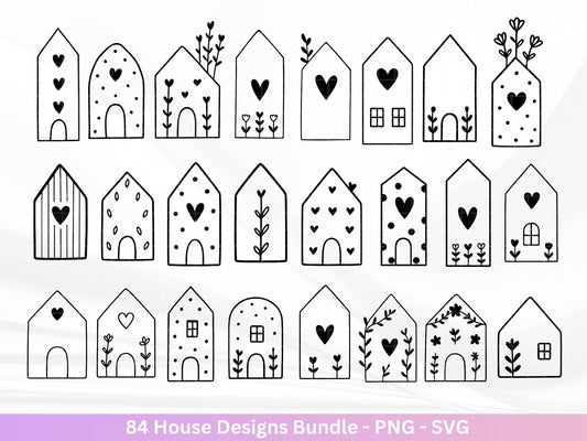 Häuser Plotterdateien Svg - Plotterdatei Home - Weihnachten Häuser svg - Blumen Häuser - Silhouette Cricut - Laserdatei Häuser - Haus Svg