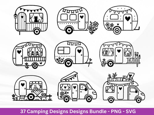 XXL Plotterdatei Camping Svg Wohnwagen Svg , Plotterdatei Camper Bundle , Camping Sprüche, Cricut Svg , Campingwagen - Laserdatei Svg Datei