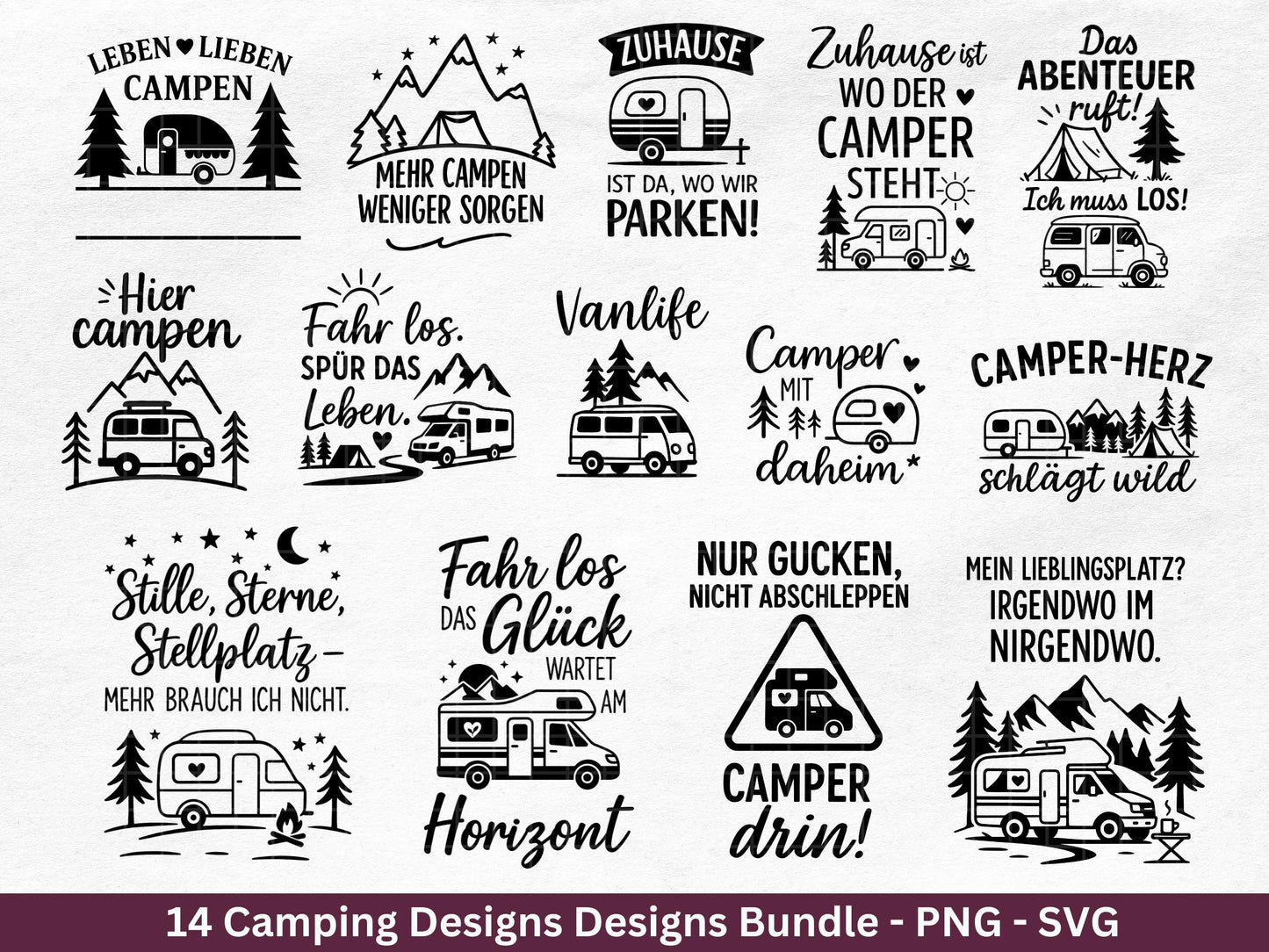 Deutsche Plotterdatei Camping Svg Wohnwagen Svg , Plotterdatei Camper, Camping Sprüche , Svg Datei Camping Wohnmobil , Laserdatei Camping