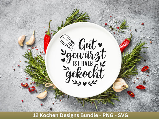 Plotterdatei Kochen SVG – Deutsche Küchensprüche – Küche Laserdatei – Chefkoch SVG – Geschenkidee Holzbrett – Weihnachten Deko – Cricut Svg
