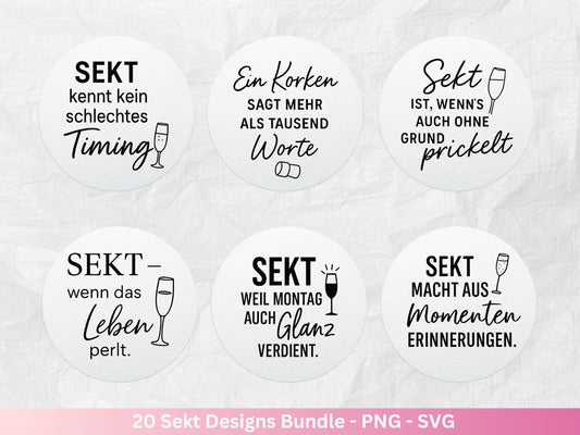 Deutsche Plotterdatei Sekt Sprüche Bundle - Sekt svg - Wein Sprüche Svg - Cricut Svg - Drinks Svg - Alkohol svg - Untersetzer Sprüche