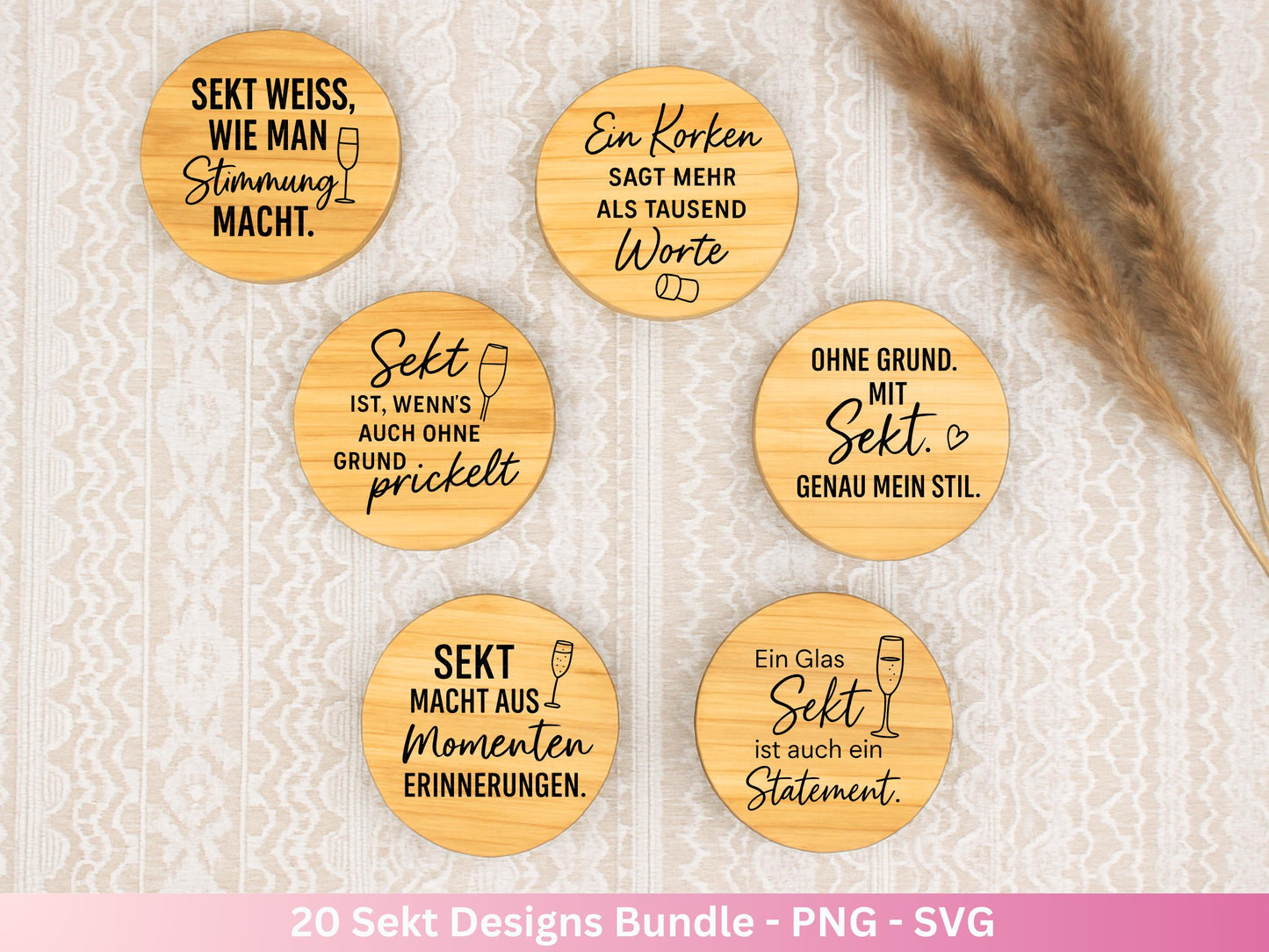 Deutsche Plotterdatei Sekt Sprüche Bundle - Sekt svg - Wein Sprüche Svg - Cricut Svg - Drinks Svg - Alkohol svg - Untersetzer Sprüche