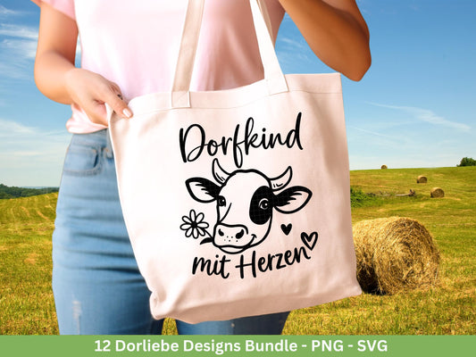 Deutsche Plotterdatei Dorf - Dorfkind und stolz drauf - Bauernhof svg - Traktor svg - Cricut Silhouette - Dorfliebe Zitate - Dorfleben svg