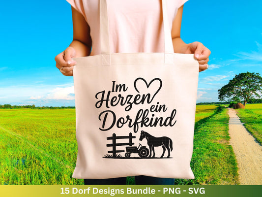 Deutsche Plotterdatei Dorf - Dorfkind und stolz drauf - Bauernhof svg - Traktor svg - Cricut Silhouette - Dorfliebe Zitate - Dorfleben svg