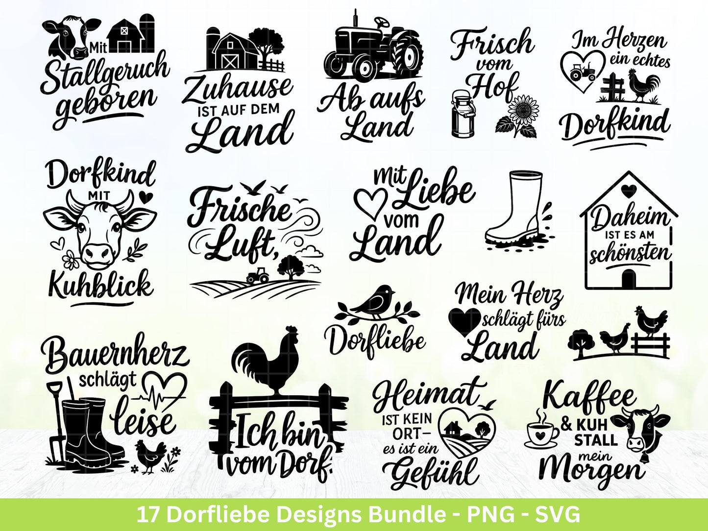 Plotterdatei Dorfkind SVG – Traktor & Bauernhof – Deutsche Dorfliebe Sprüche – Landleben Laserdatei - Cricut Silhouette Svg Datei - Geschenk