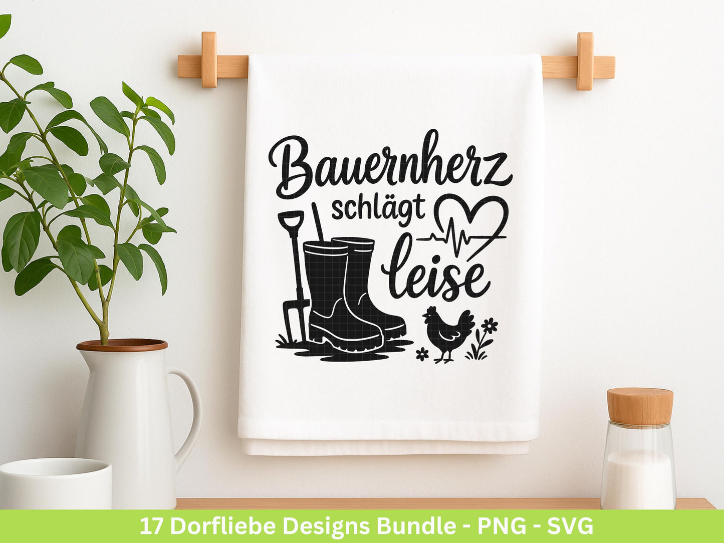 Plotterdatei Dorfkind SVG – Traktor & Bauernhof – Deutsche Dorfliebe Sprüche – Landleben Laserdatei - Cricut Silhouette Svg Datei - Geschenk