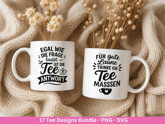 Plotterdatei Tee - Tee Svg Bundle - Teetasse Svg - Deutsche Sprüche Tee - Cricut - Lasercut - Teebeutel - Tee Sprüche Svg - Geschenkset Tee