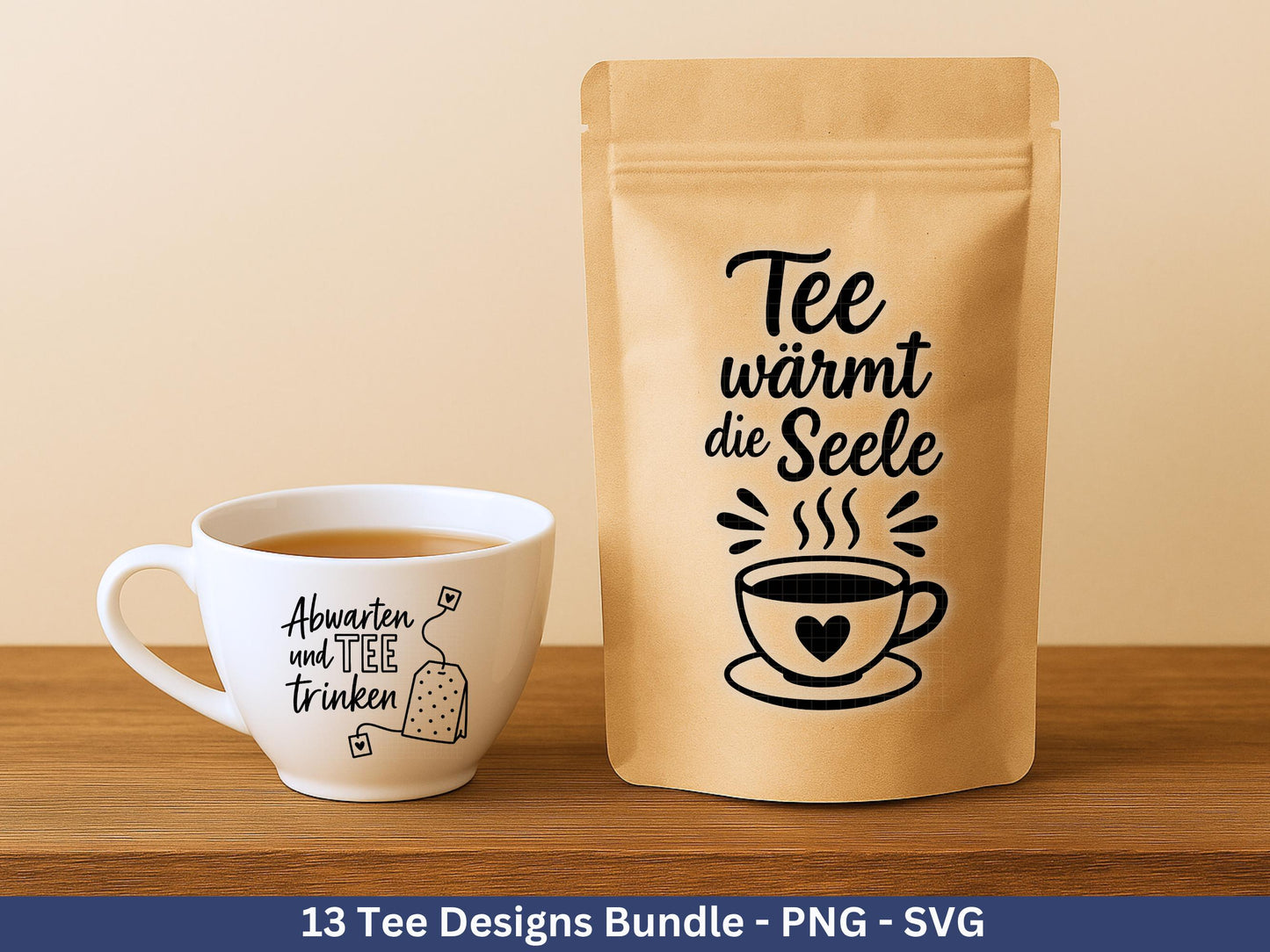 Plotterdatei Tee - Tee Svg Bundle - Teetasse Svg - Deutsche Sprüche Tee - Cricut - Lasercut - Teebeutel - Tee Sprüche Svg - Geschenkset Tee
