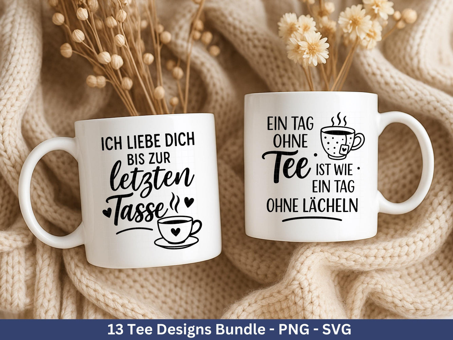 Plotterdatei Tee - Tee Svg Bundle - Teetasse Svg - Deutsche Sprüche Tee - Cricut - Lasercut - Teebeutel - Tee Sprüche Svg - Geschenkset Tee