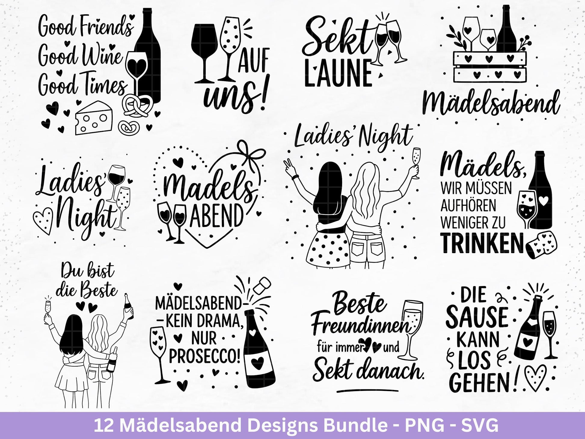 Plotterdatei Freundschaft - Party svg - Mädelsabend Svg - Sprüche Svg Girls Night - Geschenk Freundin - Sekt Svg - Untersetzer - Geburtstag