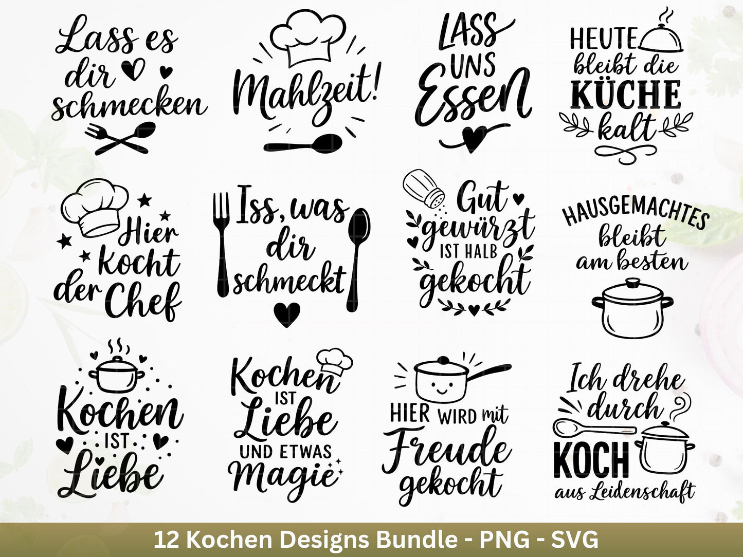 Plotterdatei Kochen SVG – Deutsche Küchensprüche – Küche Laserdatei – Chefkoch SVG – Geschenkidee Holzbrett – Weihnachten Deko – Cricut Svg