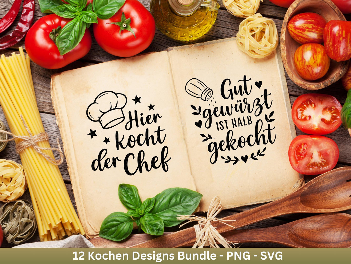 Plotterdatei Kochen SVG – Deutsche Küchensprüche – Küche Laserdatei – Chefkoch SVG – Geschenkidee Holzbrett – Weihnachten Deko – Cricut Svg
