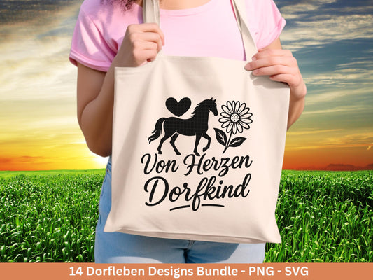 Deutsche Plotterdatei Dorf - Dorfkind und stolz drauf - Bauernhof svg - Traktor svg - Cricut Silhouette - Dorfliebe Zitate - Dorfleben svg