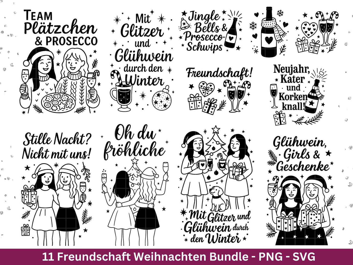 Plotterdatei Glühwein Sprüche Freundschaft – Weihnachten SVG – Glühwein Schriftzüge – Laserdatei Sprüche – Cricut Svg - Geschenk Weihnachten