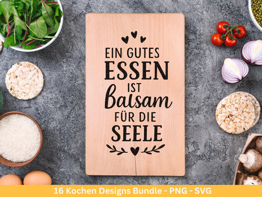 Plotterdatei Kochen SVG – Deutsche Küchensprüche – Küche Laserdatei – Chefkoch SVG – Geschenkidee Holzbrett Gravur Geschenk Svg – Cricut Svg