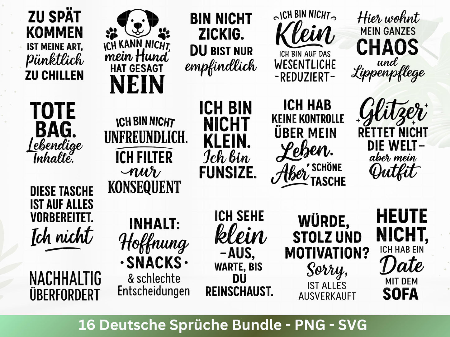 Deutsche Sprüche für Beutel Plotterdatei - Taschensprüche svg - Jutetasche plotten svg - Cricut Silhouette - Tassensprüche Svg - Geschenk