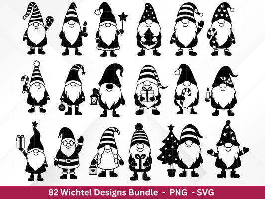 Plotterdatei Wichtel - Gnom Bundle SVG - Kleine Zwerge SVG - Weihnachts-Wichtel - Laserdatei Wichtel - Weihnachten SVG -Wichtelgeschenk