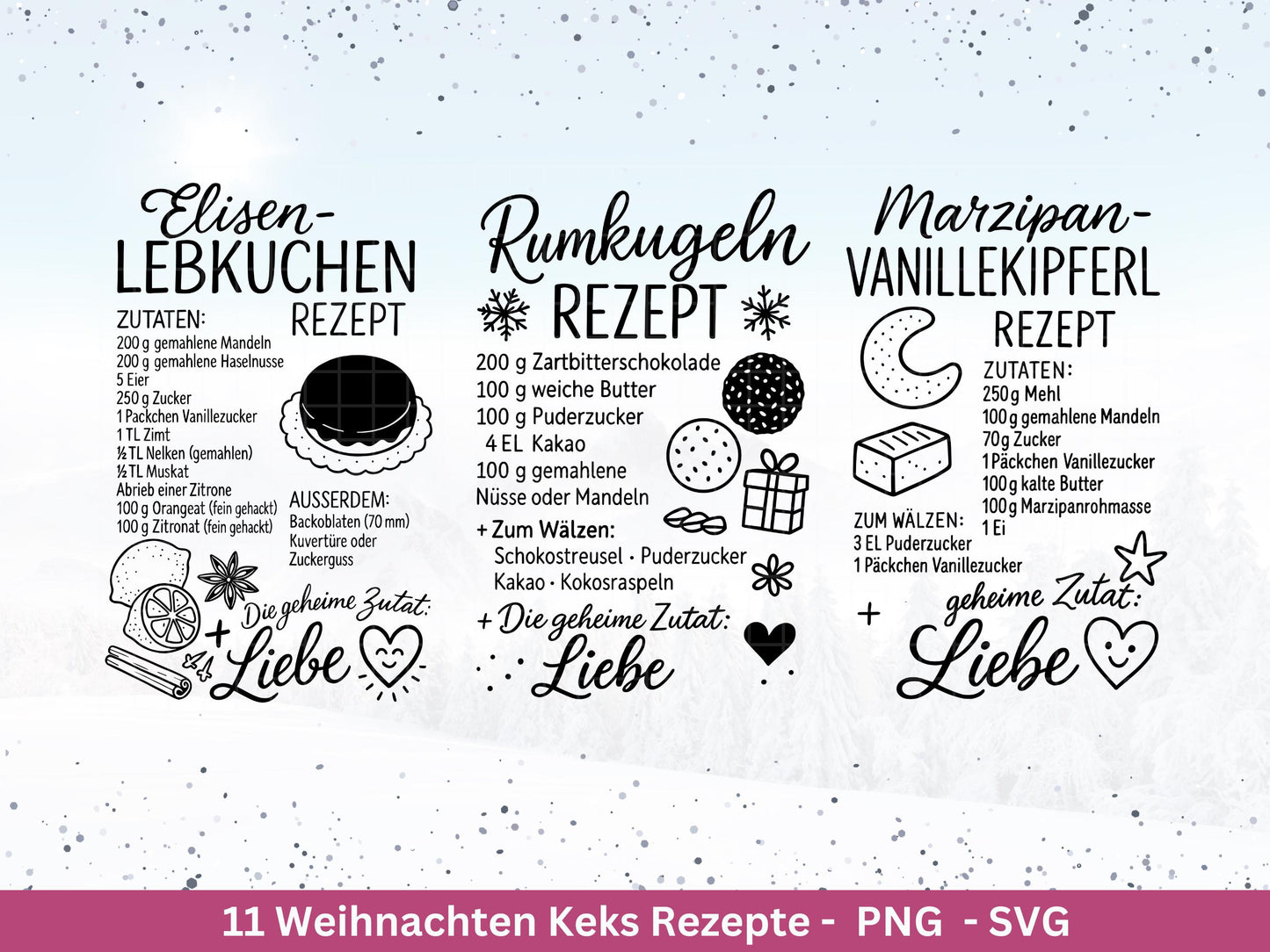 Plotterdatei backen Weihnachten - backen svg - Deutsche Sprüche Rezepte - Cricut svg - Keksdose Weihnachten - Laserdatei Weihnachten Svg