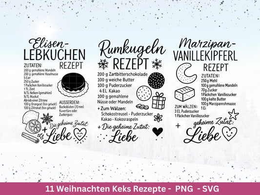 Plotterdatei backen Weihnachten - backen svg - Deutsche Sprüche Rezepte - Cricut svg - Keksdose Weihnachten - Laserdatei Weihnachten Svg