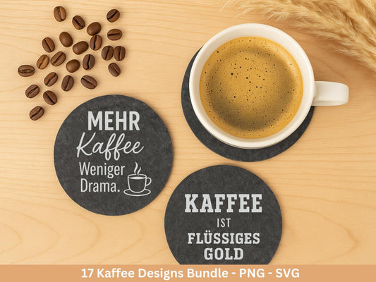 Deutsche Plotterdatei Kaffee - Kaffee svg Bundle - Kaffeetasse svg - Deutsche Sprüche Kaffee - Laserdatei Kaffee - Cricut Svg - Untersetzer