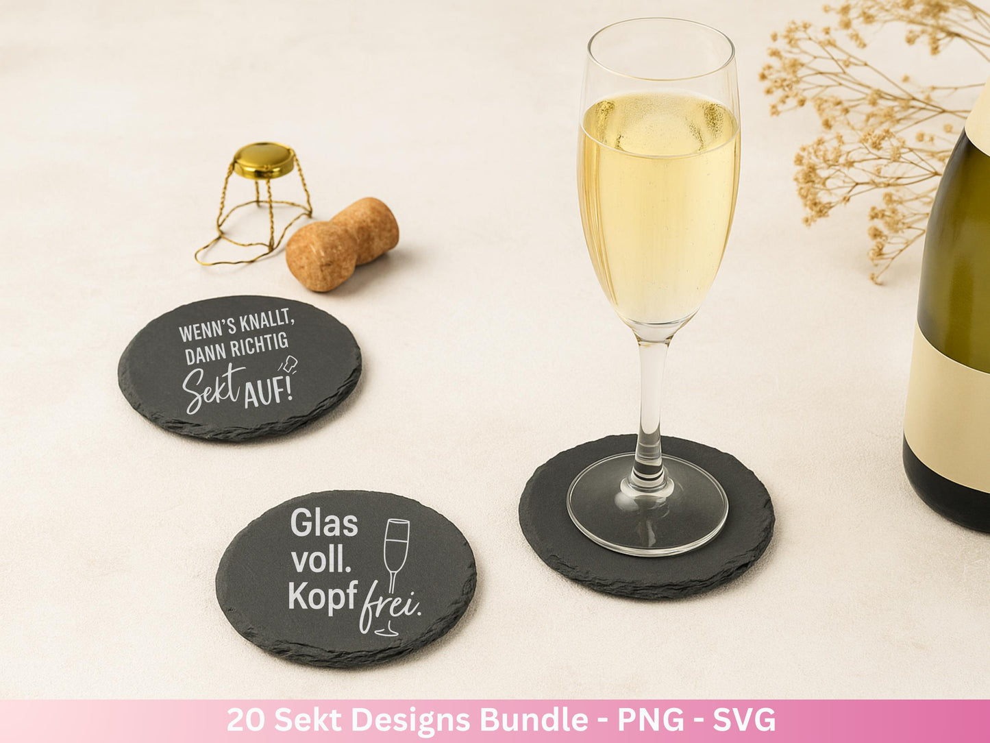 Deutsche Plotterdatei Sekt Sprüche Bundle - Sekt svg - Wein Sprüche Svg - Cricut Svg - Drinks Svg - Alkohol svg - Untersetzer Sprüche