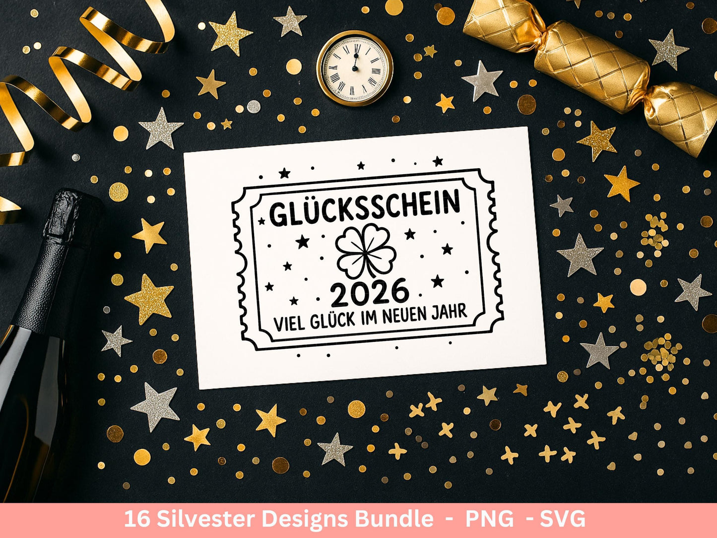 Silvester Plotterdatei - Deutsche Sprüche Svg - Weihnachten Svg - Frohes Neues Jahr 2026 - Silvester Laserdatei - Glücksschwein svg - Glück