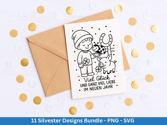 Silvester Plotterdatei - Deutsche Sprüche Svg - Weihnachten Svg - Frohes Neues Jahr 2026 - Silvester Laserdatei - Glücksschwein svg - Glück