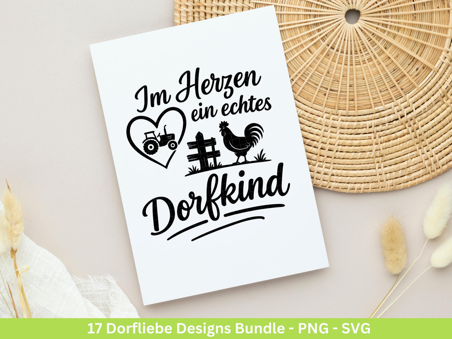 Plotterdatei Dorfkind SVG – Traktor & Bauernhof – Deutsche Dorfliebe Sprüche – Landleben Laserdatei - Cricut Silhouette Svg Datei - Geschenk