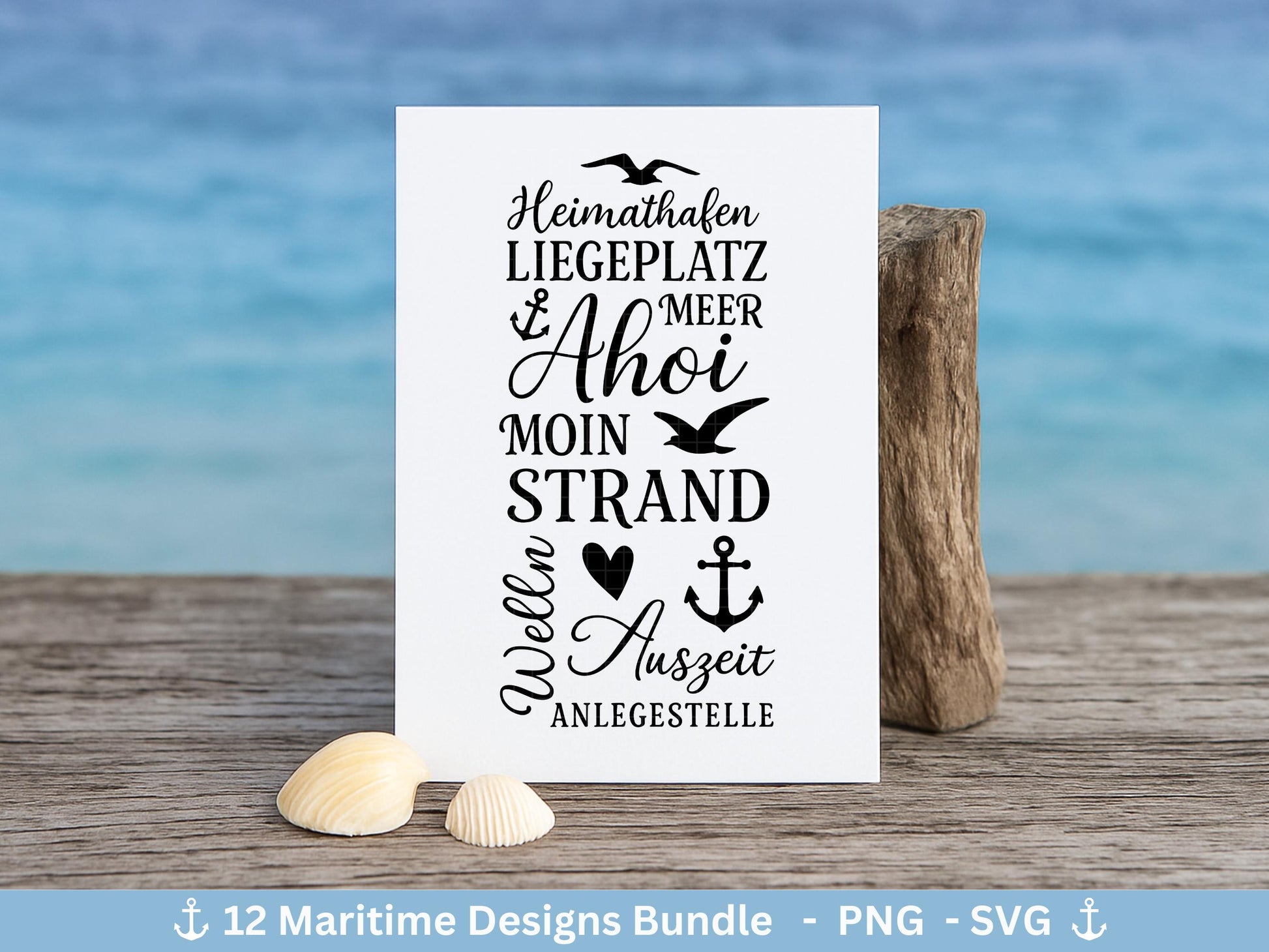 Plotterdatei Maritim - Moin Svg - Maritim Svg - Maritim Clipart - Leuchtturm Svg - Möwen Svg - Wilkommen im Norden svg - Laserdatei Home