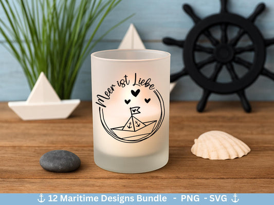 Plotterdatei Maritim - Moin Svg - Maritim Svg - Maritim Clipart - Leuchtturm Svg - Möwen Svg - Wilkommen im Norden svg - Laserdatei Home