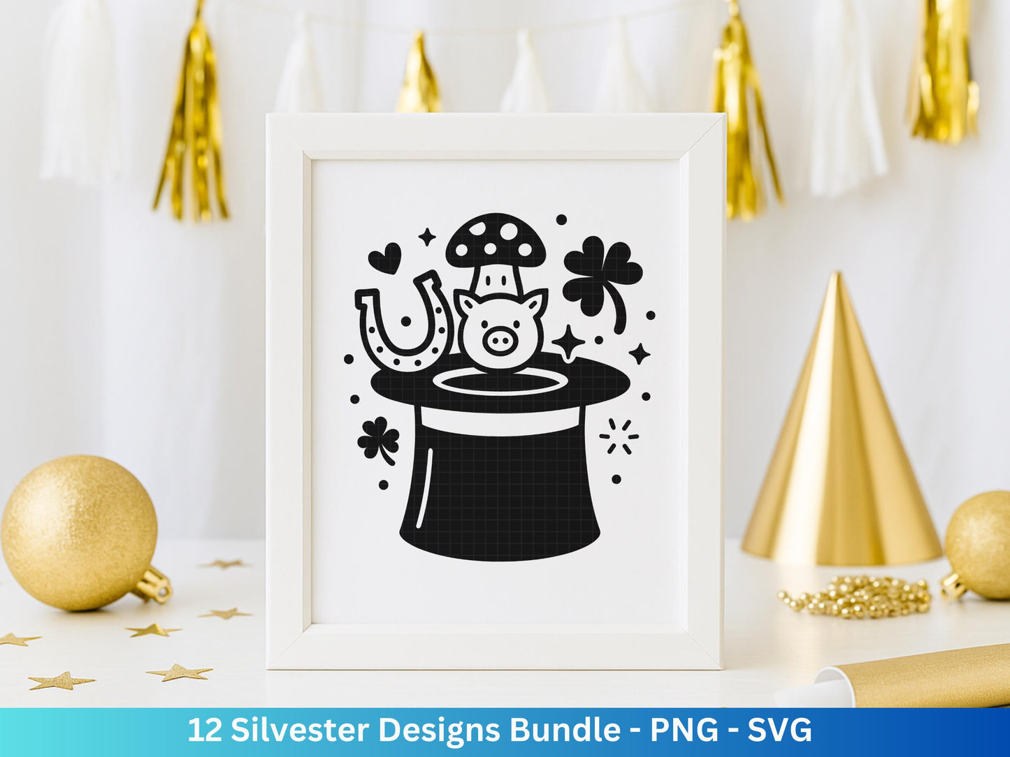 Silvester Plotterdatei - Deutsche Sprüche Svg - Weihnachten Svg - Frohes Neues Jahr 2026 - Silvester Laserdatei - Glücksschwein svg - Glück