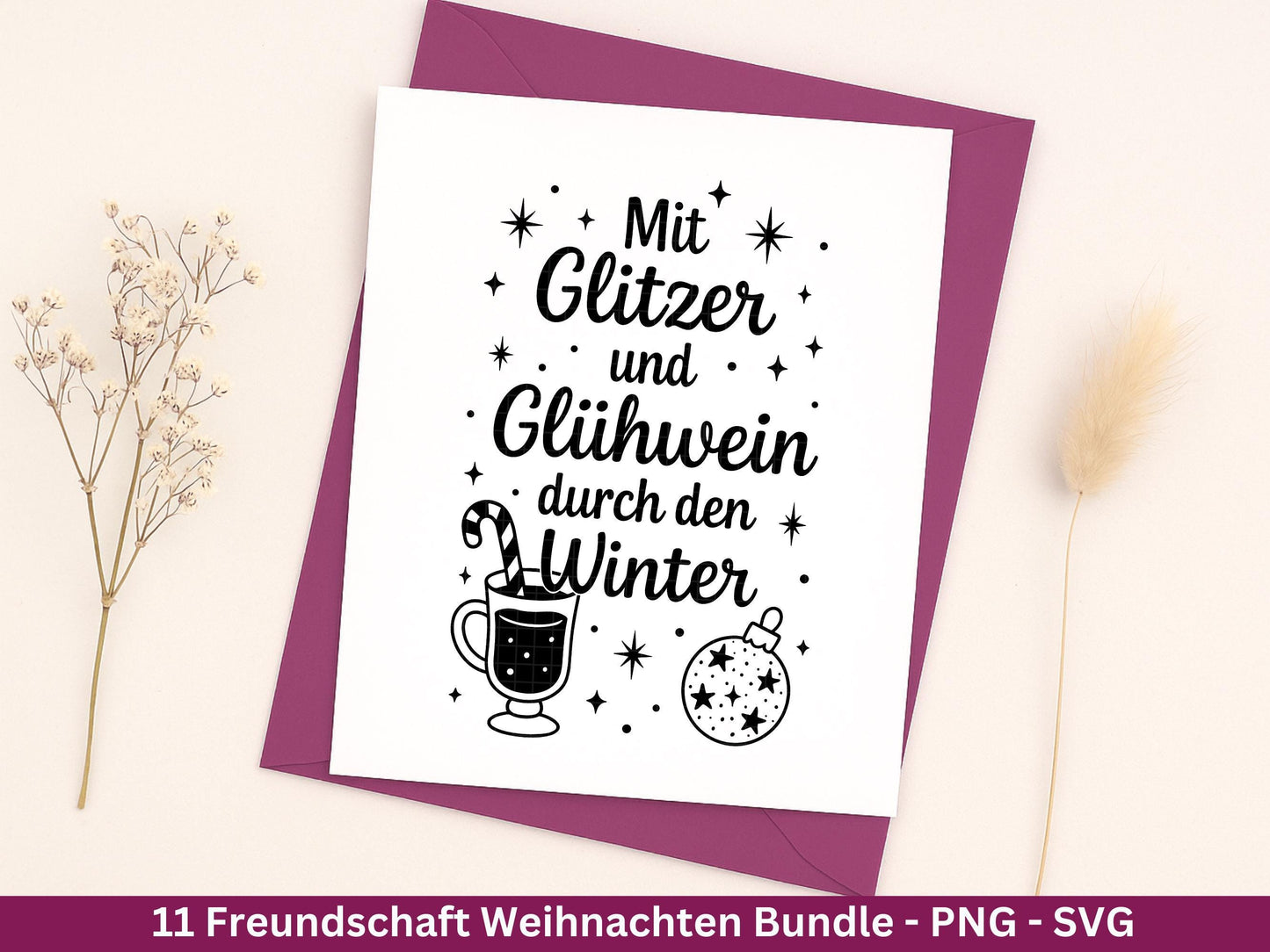 Plotterdatei Glühwein Sprüche Freundschaft – Weihnachten SVG – Glühwein Schriftzüge – Laserdatei Sprüche – Cricut Svg - Geschenk Weihnachten