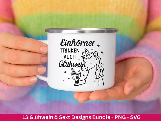 Plotterdatei Glühwein Sprüche – Sekt Svg - Weihnachten SVG – Glühwein Schriftzüge – Laserdatei Sprüche – Cricut Svg - Einhorn Svg - Geschenk