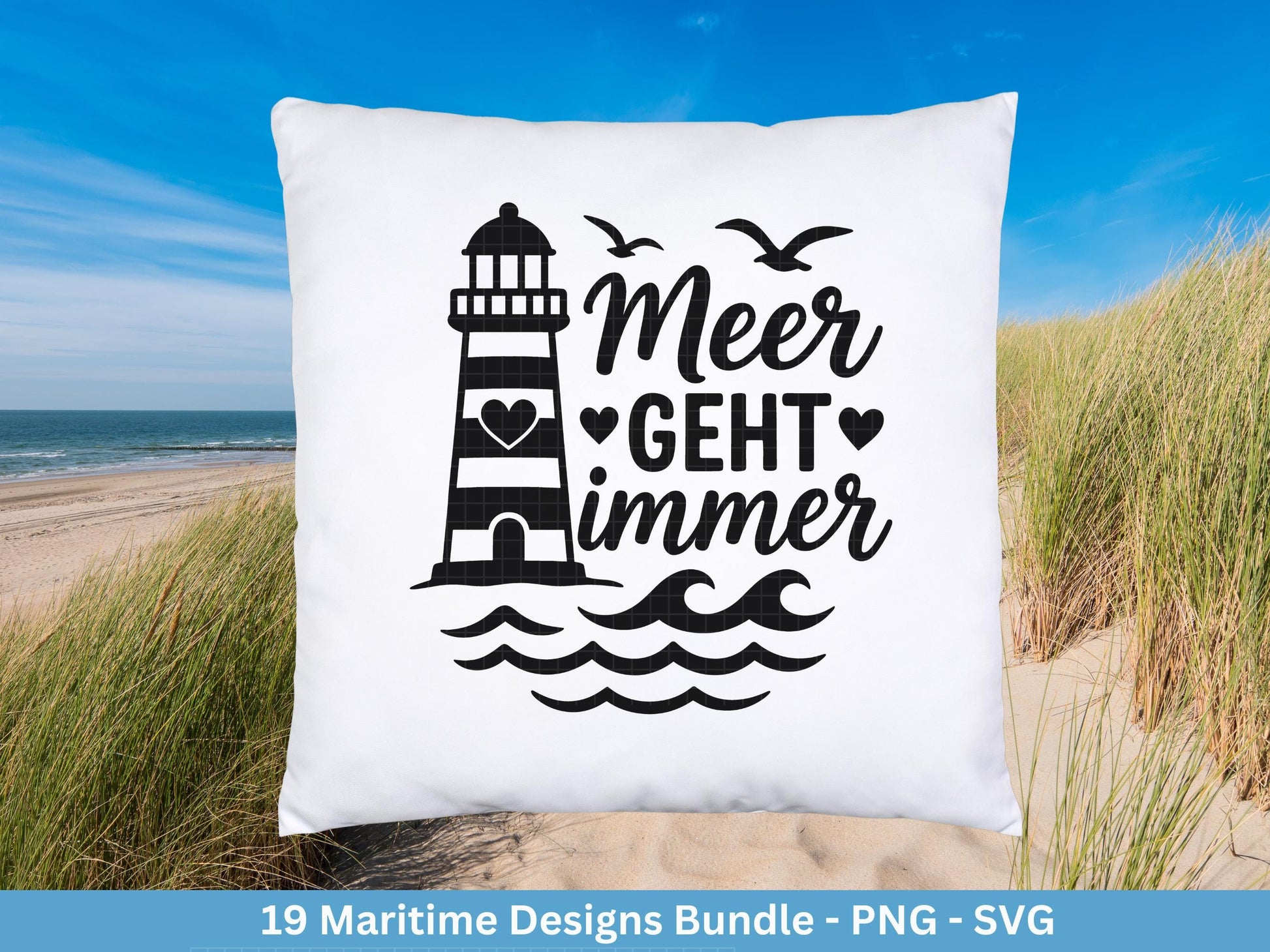 Plotterdatei Maritim - Moin Svg - Maritim Svg - Leuchtturm Svg - Möwen Svg - Nordsee & Ostsee - Laserdatei Möwe - Deutsche Sprüche Svg Datei