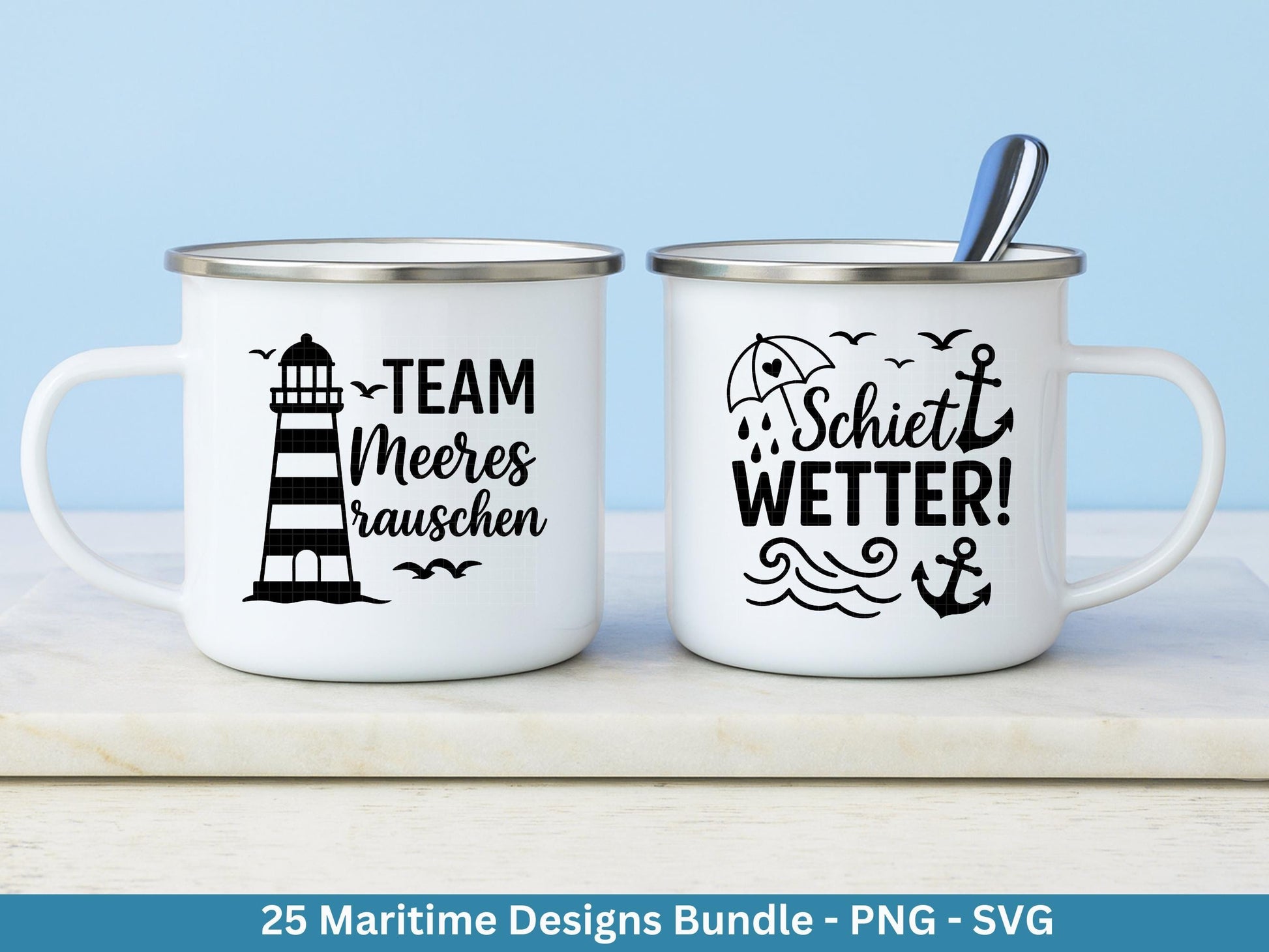 Plotterdatei Maritim - Moin Svg - Maritim Svg - Leuchtturm Svg - Möwen Svg - Nordsee & Ostsee - Laserdatei Möwe - Deutsche Sprüche Svg Datei