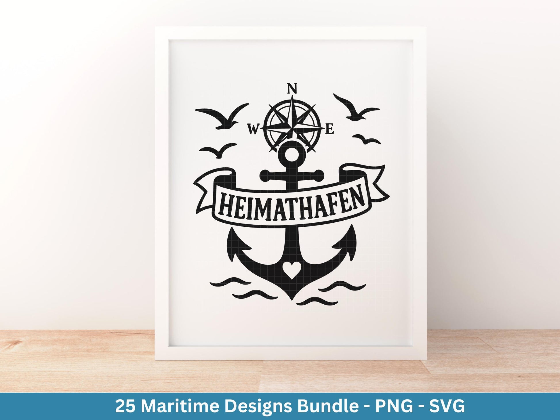 Plotterdatei Maritim - Moin Svg - Maritim Svg - Leuchtturm Svg - Möwen Svg - Nordsee & Ostsee - Laserdatei Möwe - Deutsche Sprüche Svg Datei