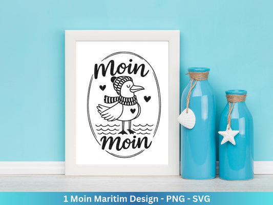 Deutsche Moin Plotterdatei - Maritim svg - Nautical Clipart - Möwen svg - Wilkommen im Norden svg - Cricut SVG - Laserdatei Möwe - Moin SVG