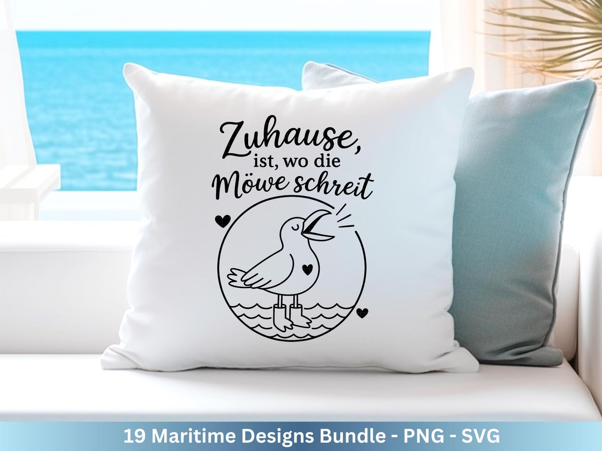 Plotterdatei Maritim - Moin Svg - Maritim Svg - Leuchtturm Svg - Möwen Svg - Nordsee & Ostsee - Laserdatei Möwe - Deutsche Sprüche Svg Datei