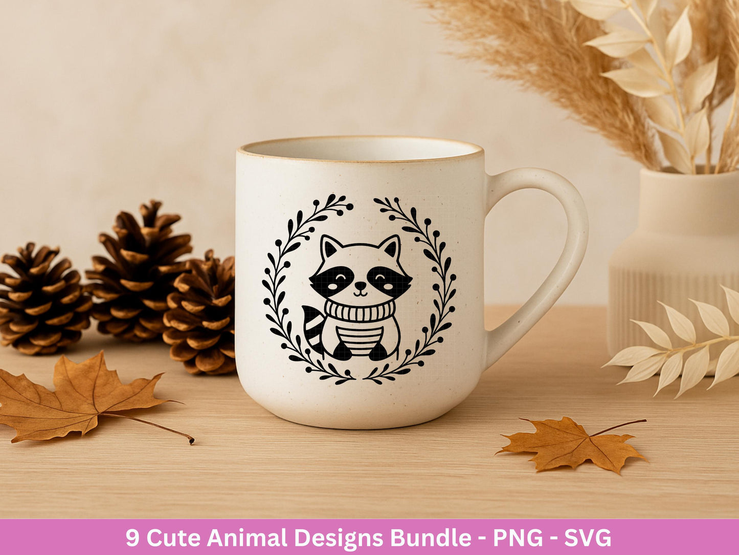 Plotterdatei Tiere - Kränze SVG Bundle - Lorbeerkranz Monogramm - Blumenkranz Svg - Weihnachten Svg - Fuchs Svg - Lasercut Cricut Svg Datei