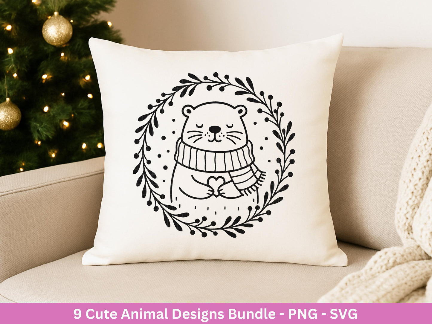 Plotterdatei Tiere - Kränze SVG Bundle - Lorbeerkranz Monogramm - Blumenkranz Svg - Weihnachten Svg - Fuchs Svg - Lasercut Cricut Svg Datei