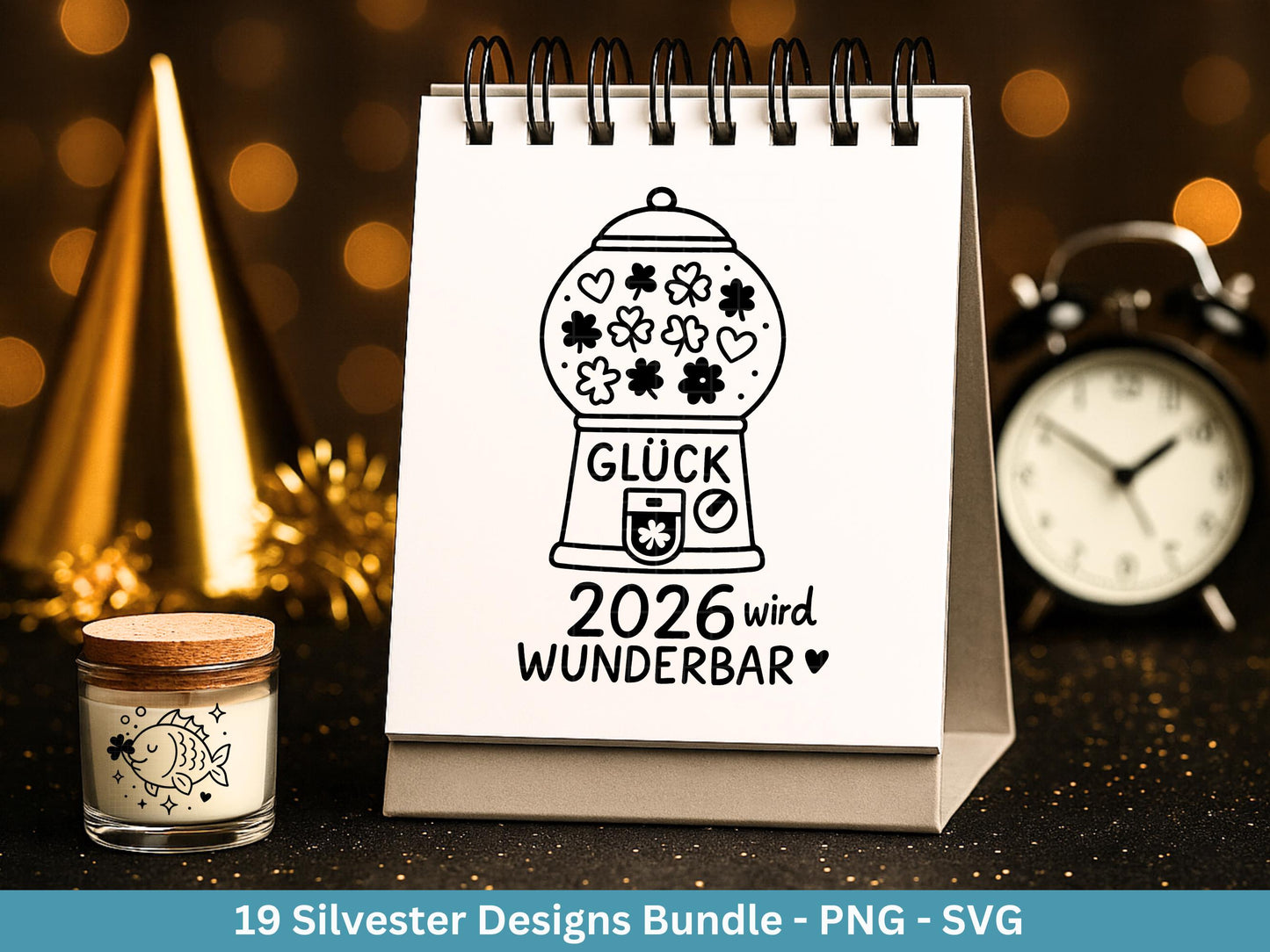 Silvester Plotterdatei - Deutsche Sprüche Svg - Weihnachten Svg - Frohes Neues Jahr 2026 - Silvester Laserdatei - Glücksschwein svg - Cricut