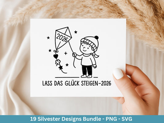 Silvester Plotterdatei - Deutsche Sprüche Svg - Weihnachten Svg - Frohes Neues Jahr 2026 - Silvester Laserdatei - Glücksschwein svg - Cricut