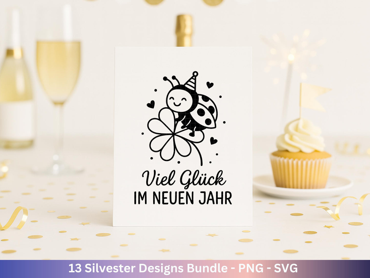 Silvester Plotterdatei - Deutsche Sprüche Svg - Weihnachten Svg - Frohes Neues Jahr 2026 - Silvester Laserdatei - Glücksschwein svg - Cricut