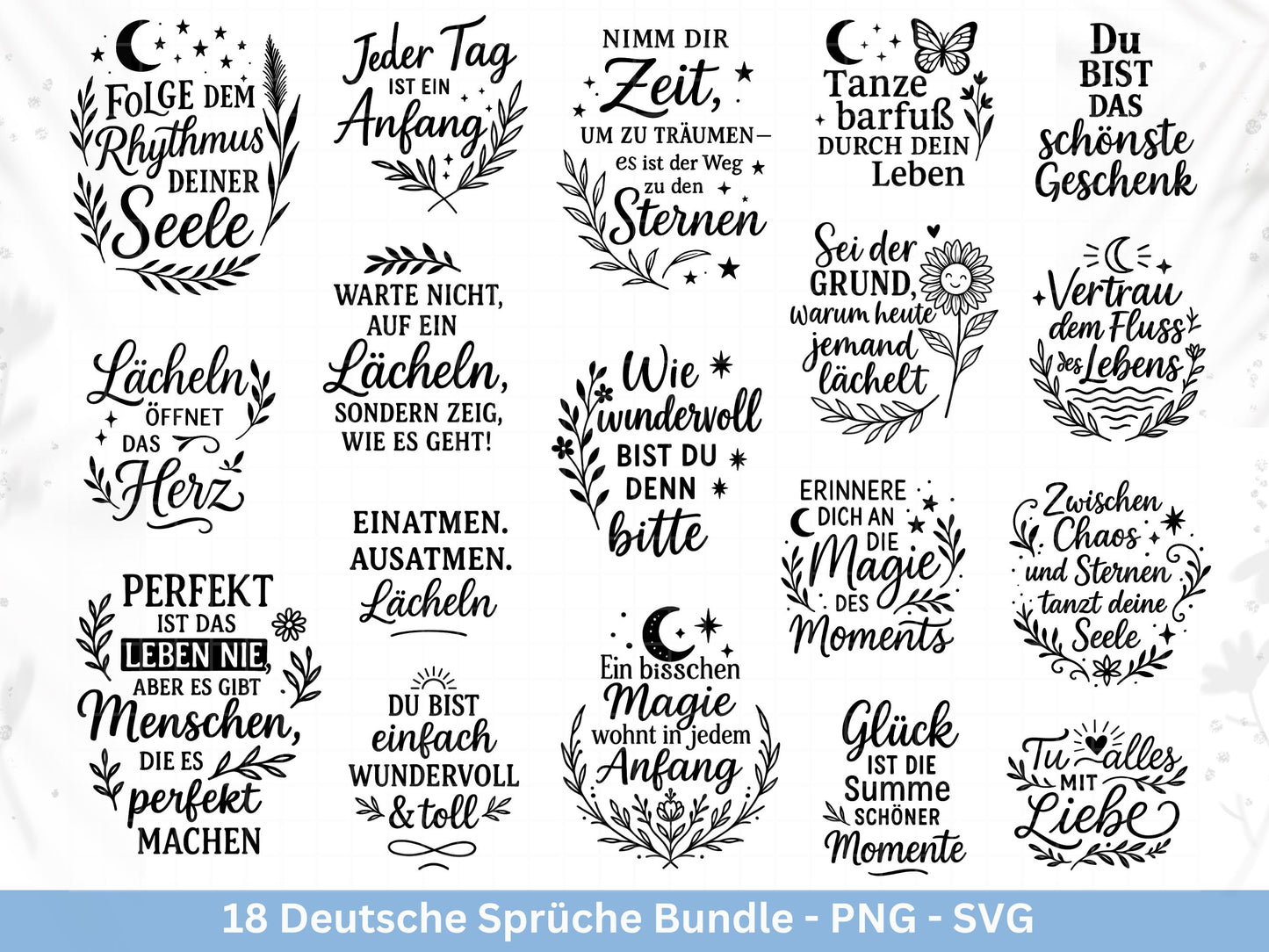 Deutsche Sprüche Plotterdatei - Positive Sprüche Svg - Laserdatei Sprüche - Inspirierende Zitate - Positive Sprüche Svg - Geschenk Freundin