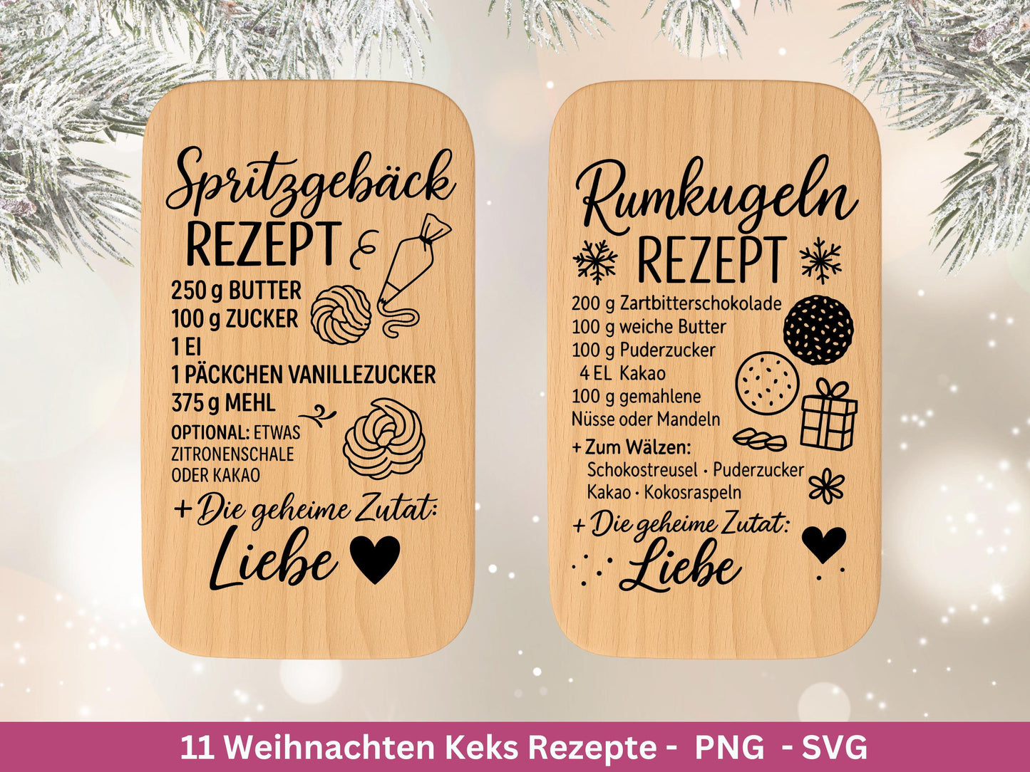 Plotterdatei backen Weihnachten - backen svg - Deutsche Sprüche Rezepte - Cricut svg - Keksdose Weihnachten - Laserdatei Weihnachten Svg