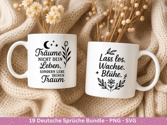 Deutsche Sprüche Plotterdatei - Positive Sprüche Svg - Laserdatei Sprüche - Inspirierende Zitate - Positive Sprüche Svg - Geschenk Freundin