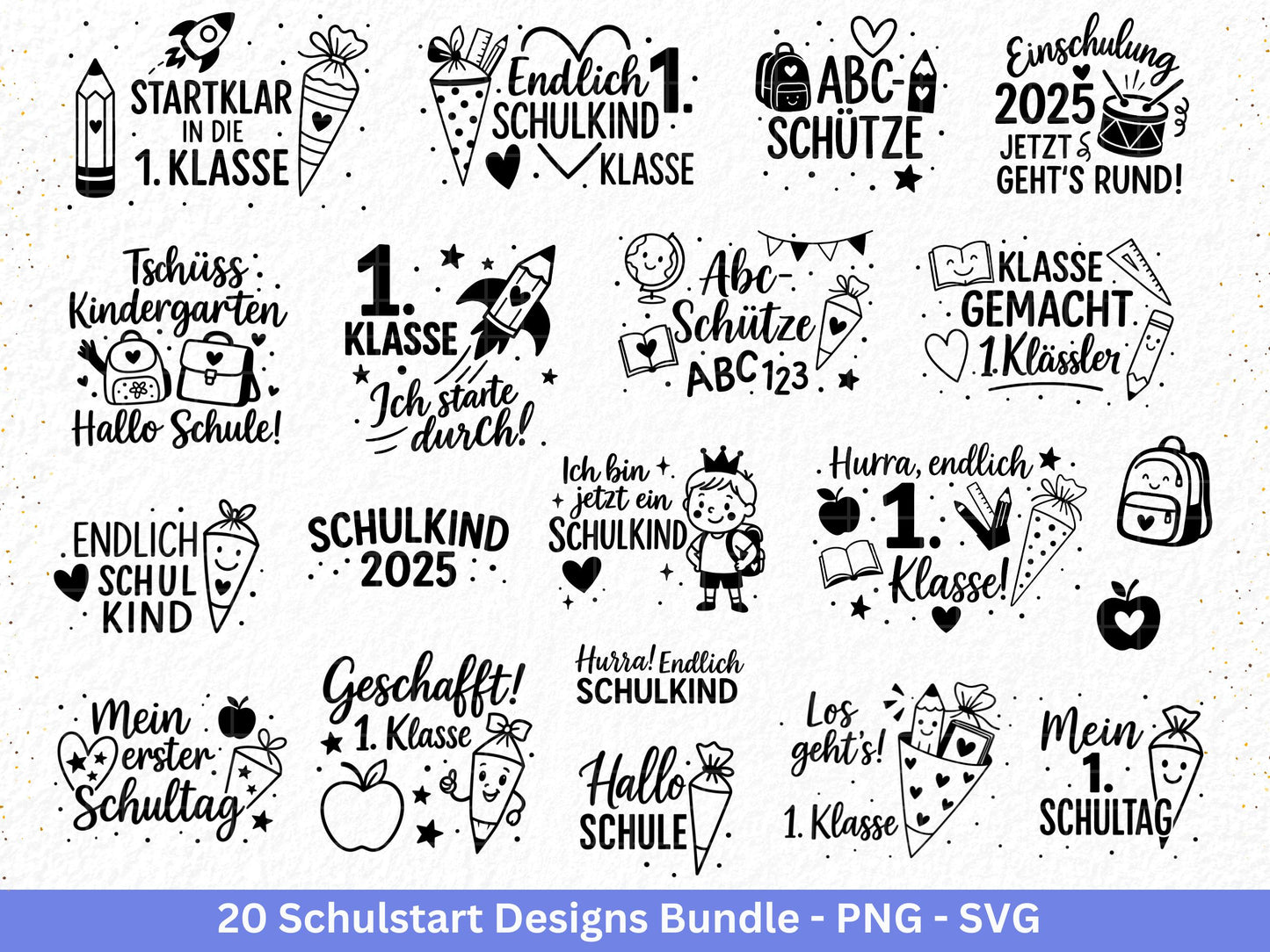 Deutsche Plotterdatei Einschulung svg png - Schulstart svg - Schulanfang Sprüche - Cricut Silhouette - Einschulung Geschenk - Schule Svg
