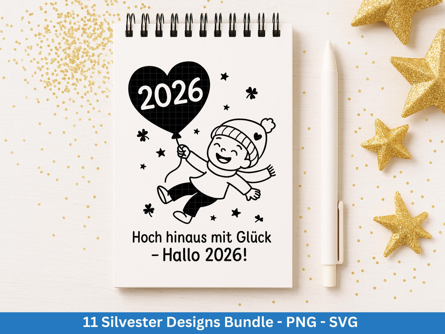 Silvester Plotterdatei - Deutsche Sprüche Svg - Weihnachten Svg - Frohes Neues Jahr 2026 - Silvester Laserdatei - Glücksschwein svg - Glück