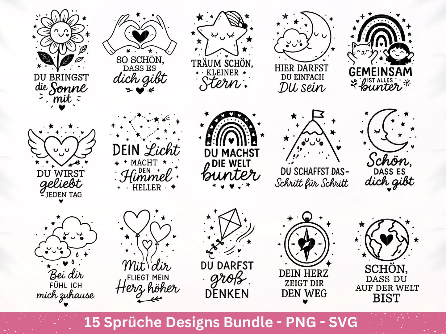 Deutsche Sprüche Plotterdatei - Positive Sprüche Svg - Laserdatei Sprüche - Inspirierende Zitate - Laserdatei Sprüche - Geschenk Freundin