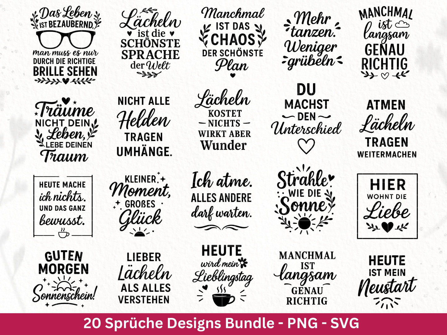 Deutsche Sprüche Plotterdatei - Positive Sprüche Svg - Laserdatei Sprüche - Inspirierende Zitate - Laserdatei Sprüche - Tassensprüche Svg